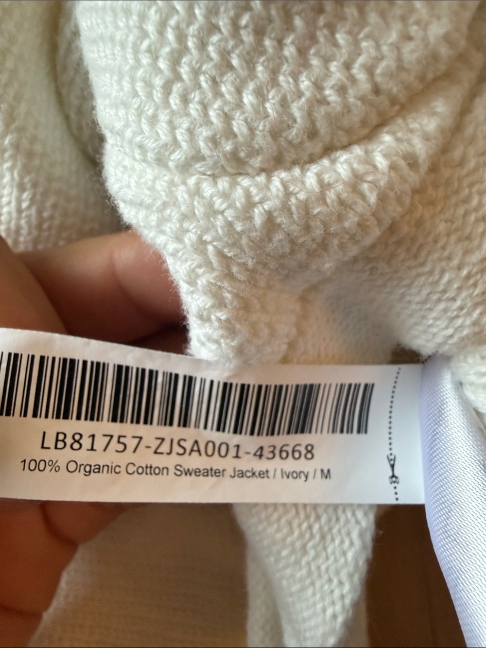 Quince 100% Organic Cotton Sweater Jacket Ivory Lady Jacket Sz M - Picture 6 of 6